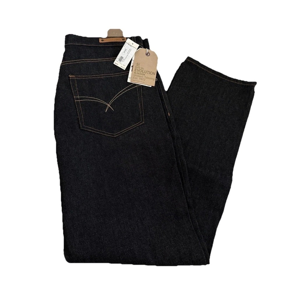 Evolution In Design Jeans Men 38x32 Black Embroidered NWT